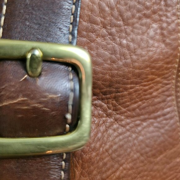 Maddox Satchel Brown Pebbled Leather Convertible Crossbody Bag Vintage Style - Picture 15 of 16